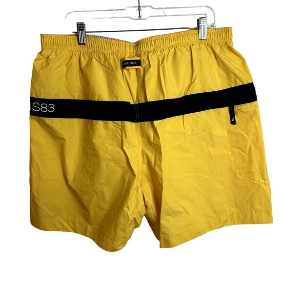 Nautica Swim Shorts Trunks Mens Size XL Nautical Logo 6" Yellow Black White - Picture 2 of 4